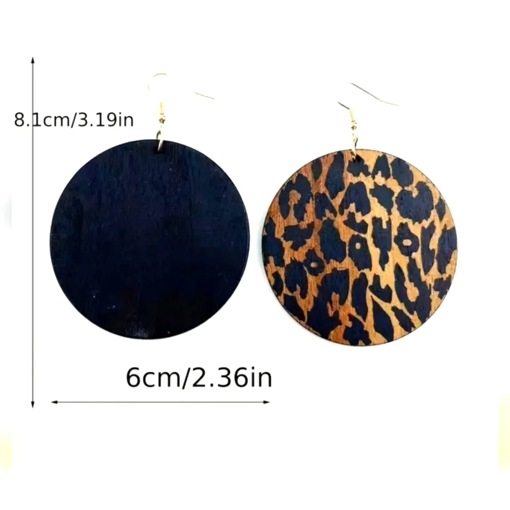 Cheetah Print Large Disc Earrings Light weight